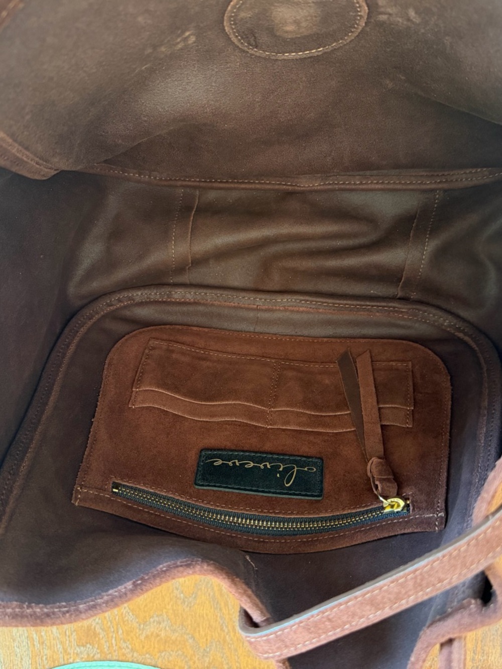 Women's Suede Shoulder Bag in Deep Brown - Picture 4 of 4